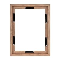 MCS Floating Canvas Frame, Art Frames for Canvas Paintings with Adhesive Fasteners and Hanging Hardware, Walnut Woodgrain, 12 x 16 Inch
