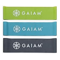 Gaiam Restore Mini Band Kit, Set of 3, Light, Medium, Heavy Lower Body Loop Resistance Bands for Legs and Booty Exercises & Workouts, 15