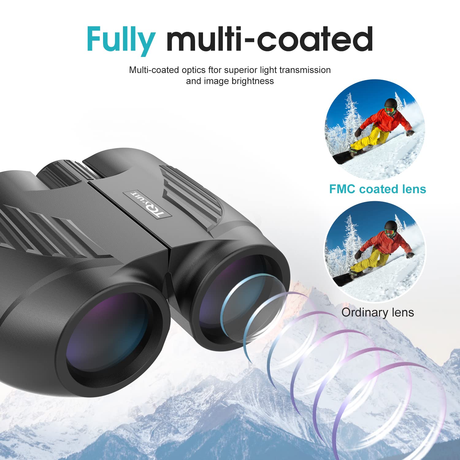 20x25 Binoculars for Adults and Kids, High Power Easy Focus Binoculars with Low Light Vision, Compact Binoculars for Bird Watching and Travel