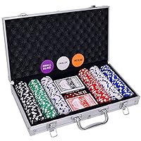 Poker Chip Set - 300PCS Poker Set with Aluminum Case, 11.5 Gram Clay Casino Chips for Texas Holdem Blackjack Gambling