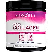 NeoCell Super Collagen Peptides, 10g Collagen Peptides per Serving, Gluten Free, Keto Friendly, Non-GMO, Grass Fed, Healthy Hair, Skin, Nails and Joints, Berry Lemon Powder, 6.7 oz., 1 Canister