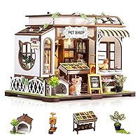 GuDoQi DIY Miniature House Kits, DIY Miniature Dollhouse Kit with Furniture, Tiny House Kits 1:24 Scale, Creative DIY Crafts for Adults Teen, Christmas Birthday Gifts, Pet Shop