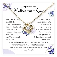 To My Cherished Mother-in-law Jewelry Gift For Wedding Day, Mother's Day, Birthday Celebrations, And More, Mother In Law Necklace From Daughter-in-law, Love Knot Necklace With Heartfelt Message Card And Elegant Gift Box
