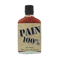 Pain 100% - Organic Hot Sauce - 7.5oz Bottle - 250,000-1,000,000 Scovilles - Made in Kansas, USA. Made with Habanero Peppers - 100% Natural Ingredients
