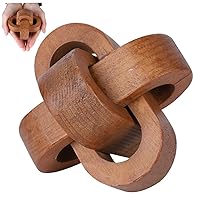 1PC Wood Knot Decor 3.7 Inch 3-Link Modern Boho Wood Chain Link Decor Decorative Wood Chain Knot Decor for Coffee Table Entryway Living Room Bedroom Farmhouse Shelf Decor Walnut Color.