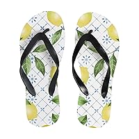 Vantaso Slim Flip Flops for Women Lemon Branch Leaves Yoga Mat Thong Sandals Casual Slippers