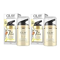Olay Facial Moisturizing Lotion SPF 30 Total Effects for Dry Skin, 7 Benefits including Minimize Pores, Anti-Aging, 1.7 oz (Pack of 2)