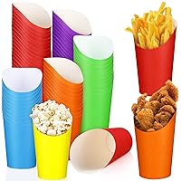 60 Pcs French Fry Holders Paper Charcuterie Cups Disposable Assorted Color Appetizer Cup Take out Boxes Popcorn Cones Paper Container for Wedding Party Baking Cake Waffle Food (12 oz)