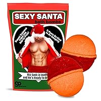 Sexy Santa Bath Bombs - Red Bath Bombs for Women - Adult Christmas Gag Gifts - Funny Stocking Stuffer Gifts Women - White Elephant, Secret Santa Black Cherry Scent