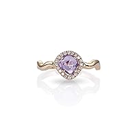 Zic Zac Ring in 18Kt Rose Gold with Pink Violet Rose Cut Sapphire and Diamonds by Nicofilimon the Jewelry Designer