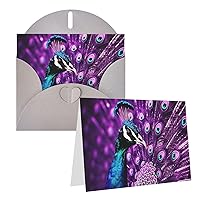 Greeting Cards with Envelopes Blank Greeting Card Purple Peacock Thank You Card Note Cards for Party Folding Blank Card for Birthday Blank Greeting Note Cards Invitations card 8