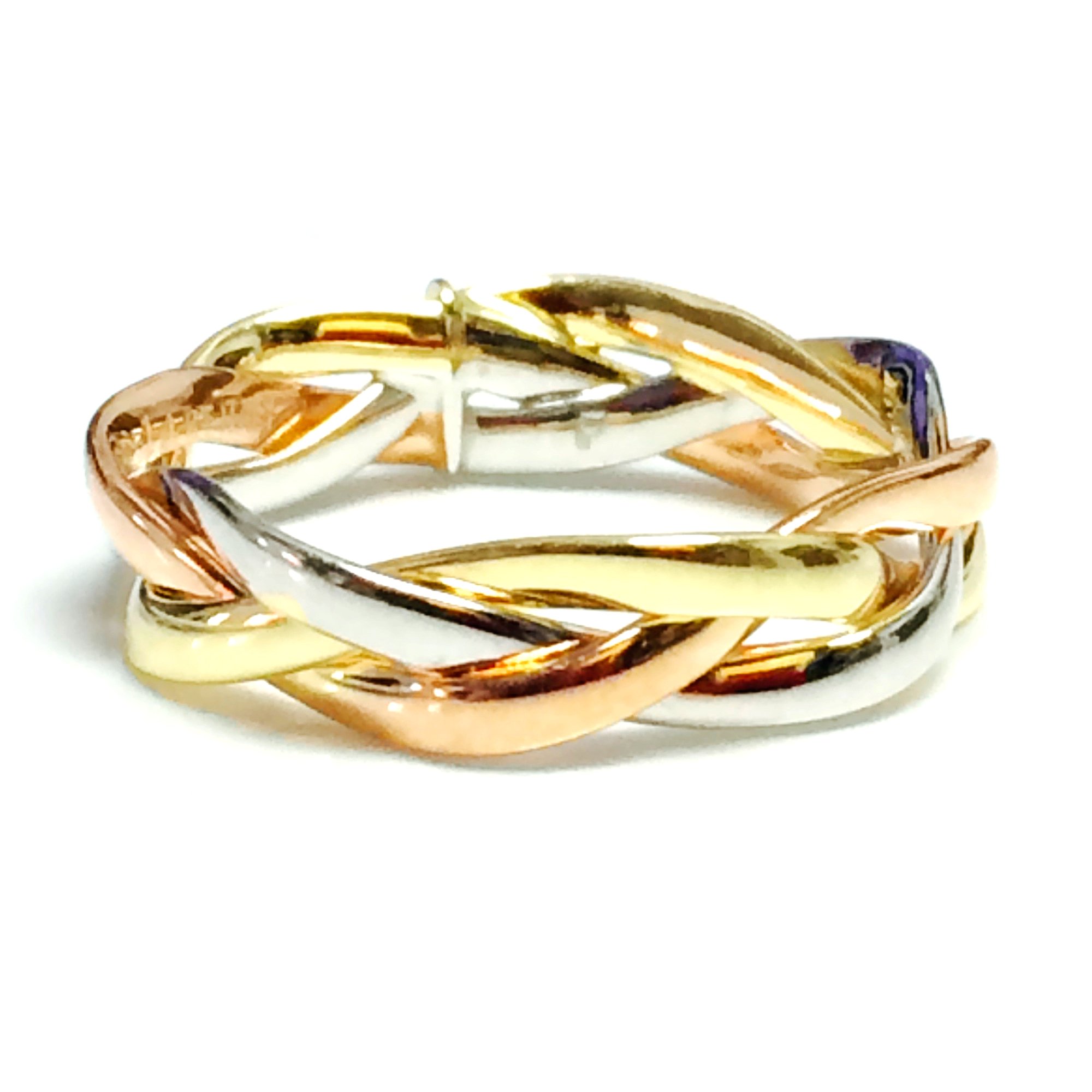 Jewelry Affairs 14K Tri-Color Gold Intertwined Braided Ring, 5mm