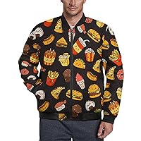 Comic Fast Food Men's Jacket Zipperd Sweatshirt Casual Bomber Coats Outwear Tops for Home Work
