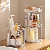 Rotating Makeup Organizer for Vanity, Large Make Up Storage Skincare Organizer, Clear Cosmetic Makeup Holder Countertop 360 Spinning (2 Tiers, 10.6IN)