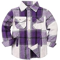 Cromoncent Boys Long Sleeve Flannel Plaid Shirt Button Down Thick Shirts