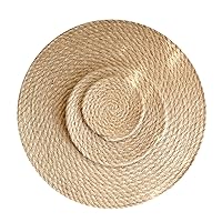 Set of 8 Round Braided Placemat Natural Jute Handmade 12 15 inch Thick Hot Pad Mat Kitchen Dining Rattan Tablemat