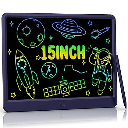 LCD Writing Tablet 15 Inch, Colorful Erasable Doodle Board Drawing Pad, Magic Drawing Tablet for Kids Toddler, Reusable Electronic Doodle Pad, Educational Toys Gifts for 3-12 Year Old Boys Girls