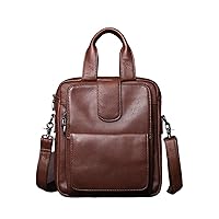 Leather Men's Handbag Cowhide Vertical Briefcase Retro Men's Shoulder Messenger Bag