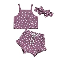 Infant Baby Girl Clothes Sleeveless Ribbed Floral Print Tank Tops Ruffle Bloomer Shorts Newborn Summer Outfits Set