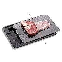 Professional Defrosting Tray Frozen Meat- Highly Conductive Aluminum Defrosting Tray for Frozen Meat, Quick Thawing Plate with Dip Tray, Meat Thawing Board(35. 5 x 20. 5 x 0.3) cm QQLONG (Size : A)