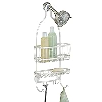 iDesign - 61974 York Metal Wire Hanging Shower Caddy, Extra Wide Space for Shampoo, Conditioner, and Soap with Hooks for Razors, Towels, and More, 10