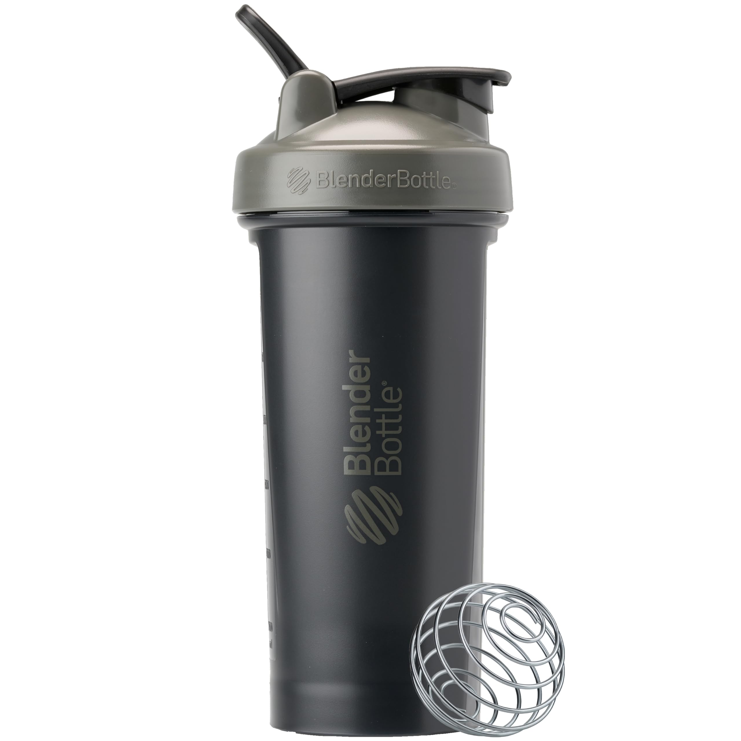 BlenderBottle Classic V2 Shaker Bottle Perfect for Protein Shakes and Pre Workout, 28-Ounce, Grey/Black, Black Shadow