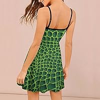 Crocodile Alligator Print Women's All Over Printed Sling Dress Sleeveless Strap Swing Sundress