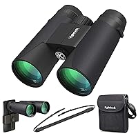 12X42 Binoculars for Adults with Universal Phone Adapter, HD Waterproof Fogproof Compact Binoculars for Bird Watching, Hunting, Hiking, Sports, and Concerts with BAK4 Prism FMC Lens