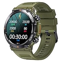 Military Watch Smartwatch Blood Pressure Men's Watch Smartwatches with Phone Function IP68 Waterproof Sports Watches Outdoor Tactical Watch Military Black Fitness Watch for Men iOS Android Pedometer