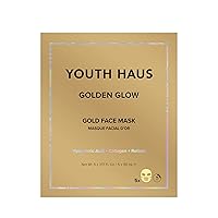 SKIN GYM Youth Haus 24K Gold Face Mask - Collagen & Hyaluronic Acid Infused - Retinol & Bakuchiol for Youthful Radiance - Restorative Mask for Natural Beauty & Sparkling Self-Care Routine, 5 Pack