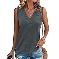 Cicy Bell Women V Neck Tank Tops Dressy Casual Summer Loose Fit Sleeveless Shirts Blouse