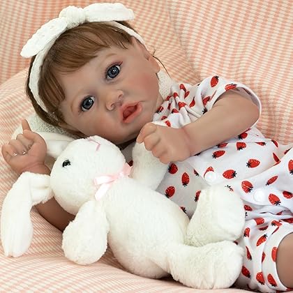 KSBD Reborn Baby Dolls Girl with Realistic Veins, 20 Inch Newborn Baby Doll with Weighted Cloth Body, Lifelike Reborn Doll, Advanced Painted Vinyl Gift Set for Kids Age 3+, Real Saskia Replica