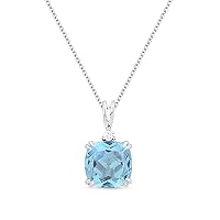 14K Rose Gold Cushion Shape 2.05ct Amethyst (8mm) & .03ct White Diamond Pendant Necklace