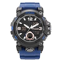 MULCO Core Men's Digital & Analog Sport Watch, Waterproof Tactical, Stainless Steel Case, Silicone Strap