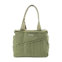 Soolla Studio Bag Washable Art Supply & Pottery Tool Bag Organizer, Knitting & Crochet Project Bag, 30+ Pockets, 15+ Colors, Durable Canvas Tote Caddy (Ganja Green)