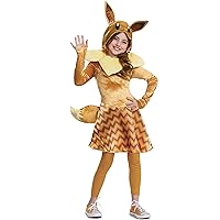 Disguise Eevee Costume, Official Pokemon Deluxe Kids Costume with Ears, Size (10-12)