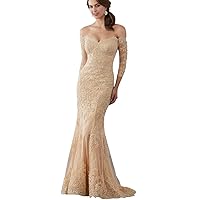 Sexy Off The Shoulder Half Sleeves Mermaid Lace Mother of The Bride Dress Evening Dress