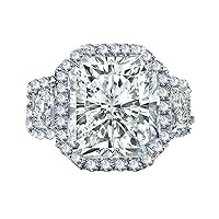 VVS1 Radiant Cut Moissanite Solitaire Engagement Silver Plated Ring For Women Near White Color Size 7