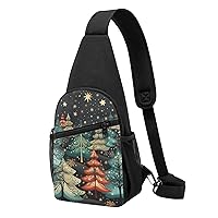 Sling Bag Crossbody for Women Fanny Pack Christmas Pattern Chest Bag Daypack for Hiking Travel Waist Bag