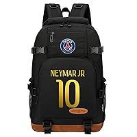 Teens Neymar JR Graphic Student Book Bag Classic Soccer Stars Knapsack Casual Canvas Computer Bag with Front Pocket