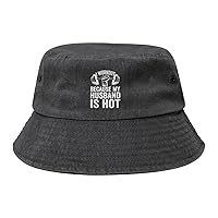 I Workout Because My Husband is Hot Denim Bucket Hats Washed Cowboy Sunhat Fashion Fishing Cap for Men Women