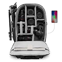 CADeN Camera Backpack Bag for DSLR/SLR Mirrorless Camera Waterproof with 15.6 inch Laptop Compartment, USB Charging Port, Tripod Holder, Rain Cover, Camera Case Compatible for Sony Canon Nikon Black L