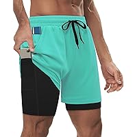 Milin Naco Men's 2 in 1 Workout Shorts with Liner 7 Inch Gym Shorts for Men Basketball Shorts Athletic Running Shorts