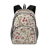 ALAZA Vintage Paris Eiffel Tower Bicycle Love School Backpacks Travel Laptop Bags Bookbags for College Student
