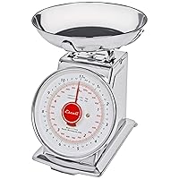 Escali DS115B Mercado Retro Classic Mechanical Dial Stainless Steel Scale, Removeable Bowl, Tare Functionality, 11lb Capacity, Stainless