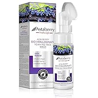Acai Berry Foaming Face Wash Daily Facial Cleanser | Hyaluronic Acid, Silicon Exfoliating Scrub Brush | Anti Aging, Hydrating, Acne, Dark Spot Control for Sensitive Dry Oily Skin