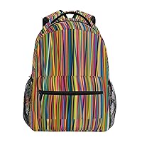 ALAZA Bright and Rainbow Color Stripes Backpack for Women Men,Travel Trip Casual Daypack College Bookbag Laptop Bag Work Business Shoulder Bag Fit for 14 Inch Laptop