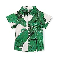 Boys Floral Hawaiian Shirt Button Down Short Sleeve Beach Vacation Tropical Summer Clothes