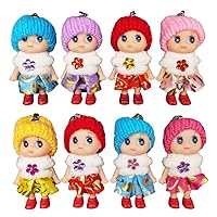 8 PCS Lovely Tiny Dolls, Silicone Princess Mini Doll for Girls, DIY Miniature Dollhouse Kit with Miniature Clothes, Decoration Little Dolls Christmas Festival Reborn Baby Stuff Gift & Bag Accessories