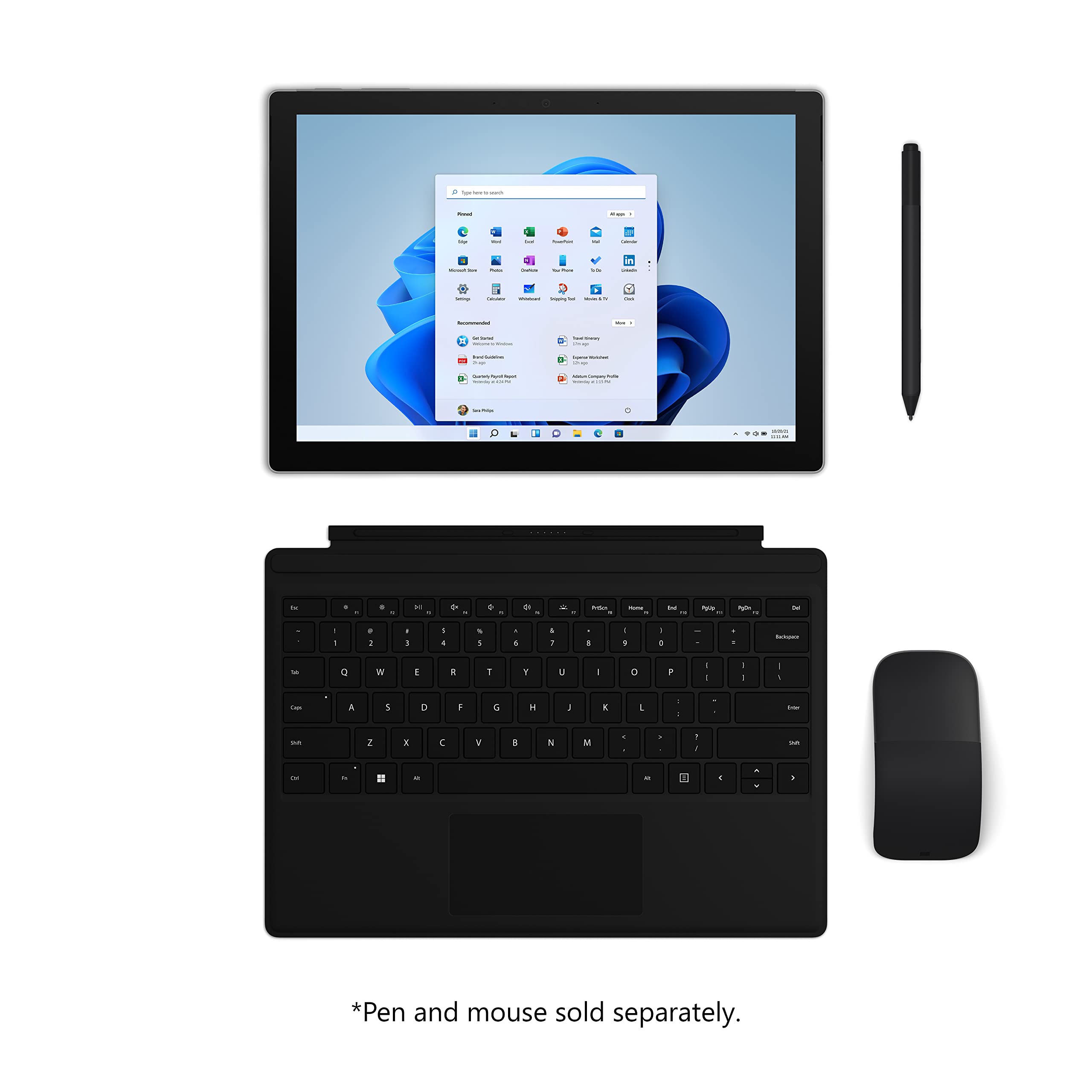 Microsoft - Surface Pro 7+ - 12.3” Touch Screen – Intel Core i5 – 8GB Memory – 128GB SSD with Black Type Cover (Latest Model) - Platinum